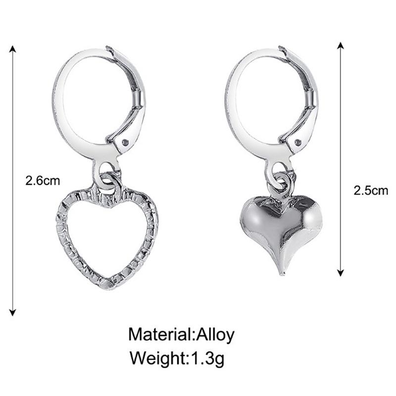 Sweet Heart  Silver Hoop Earrings Charms Stud Earrings Clips Ear Studs Clip Earring Jewelry For Women Girl Earring Gift