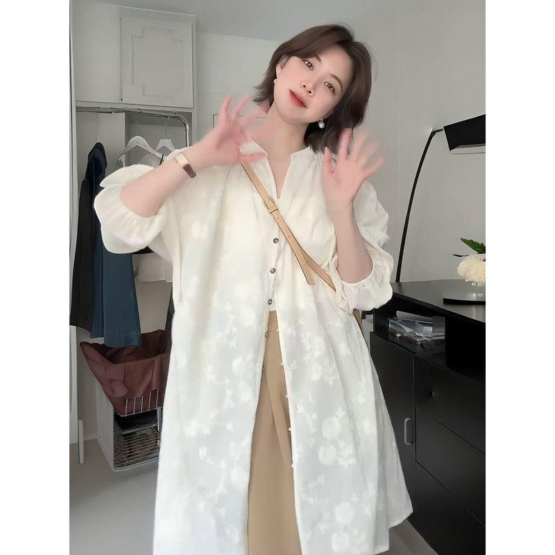 

Рубашка средней длины и длинная для защиты от солнца для женщин, весна и лето, свободная, легко сочетается, подчеркивает темперамент, придает молодой вид, рубашка с длинным рукавом, куртка Apricot S([40.00 kg-50.00 kg]])