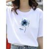 European Size 1pc Women'S Floral Print T-Shirt, Casual Crew Neck, Polyester Blend Knit Fabric, Regular Length, Summer Season Top