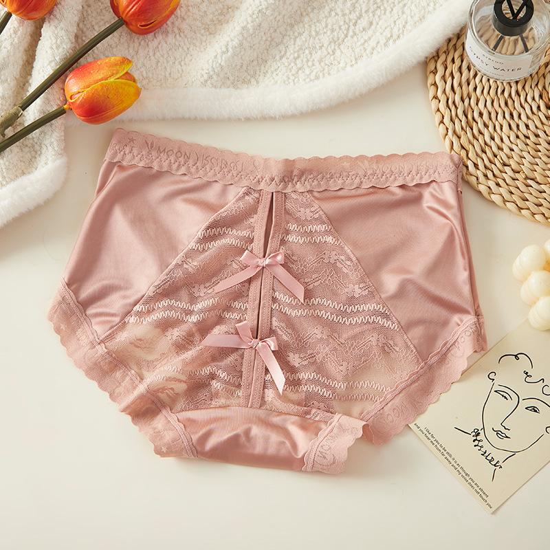 Übergröße Damen Sommer Sexy Spitze Schleife Ausgeschnitten Eis Seide Umwickelt Hüfte Hohe Taille Slips