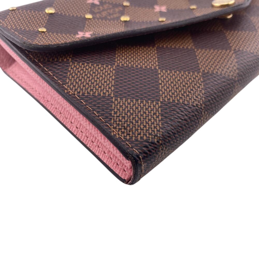 LOUIS VUITTON N60476 Damier Ebene leather Portefeuille Sara Purse Brown leather Used