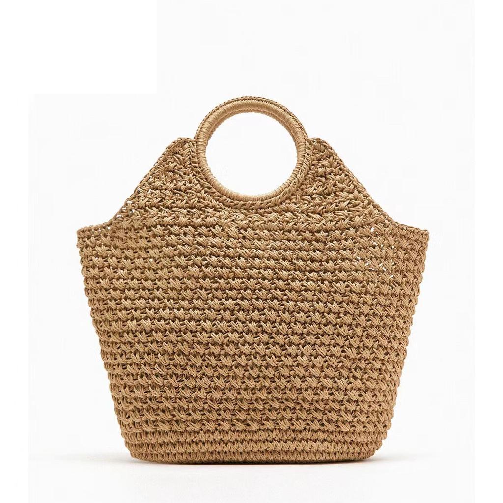 Handmade Woven Straw Bag, Large Capacity Casual Vacati Style Handbag Fashi, Versatile Beach Bag