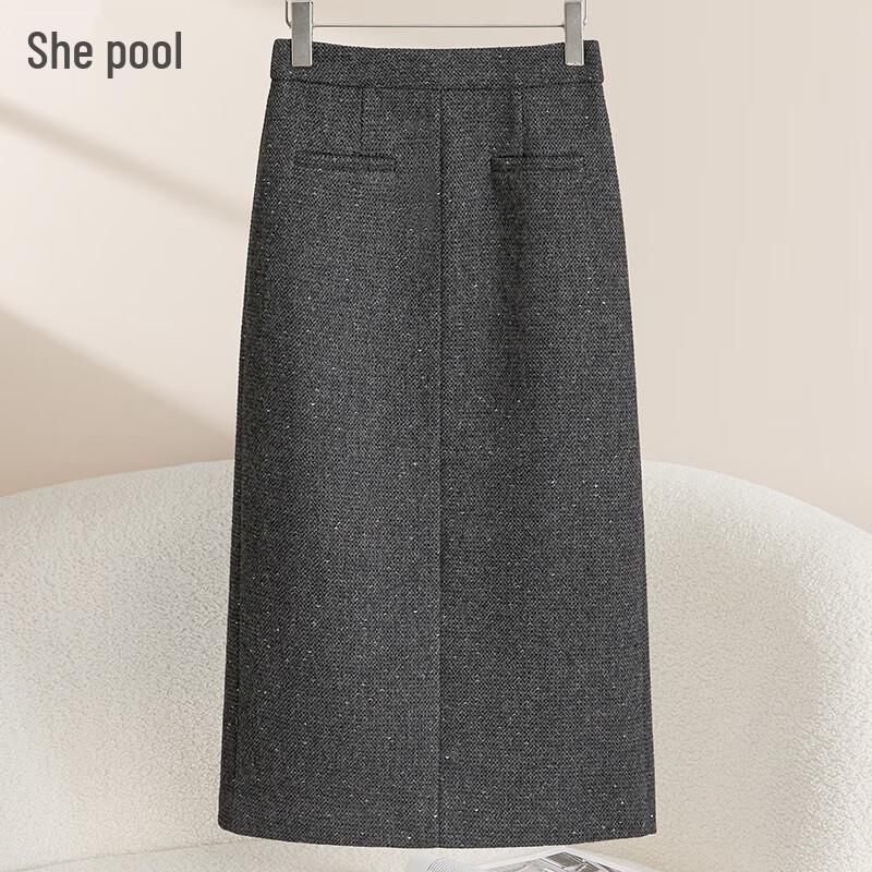 Women s Wool Blend High-Waist Suit Skirt M