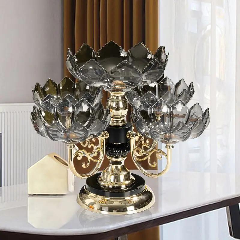 Fruit Plate for Home Use Rotatable Multi-layer Living Room Fruit Plate Snacks Dried Fruit Candy Light Luxury High-grade Crystal