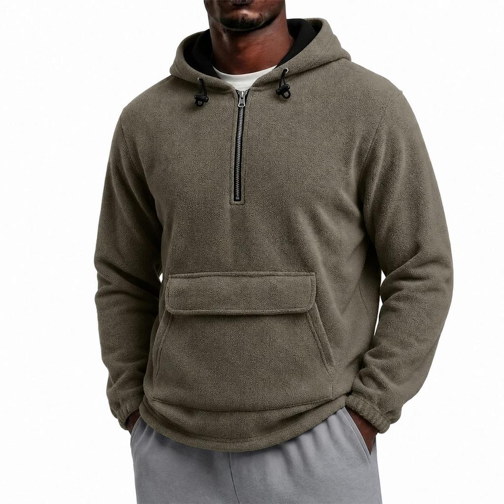 Men's Color Hoodie with Patch Pocket Long Sleeve Casual Athletic Sweatshirt