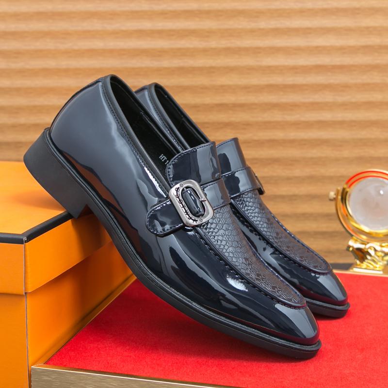 Loafers Men Patent Leather Fashionable Buckle Leather Shoes One Foot Business Classic Formal Shoes Gentlemen Shoes Sizes 38-46