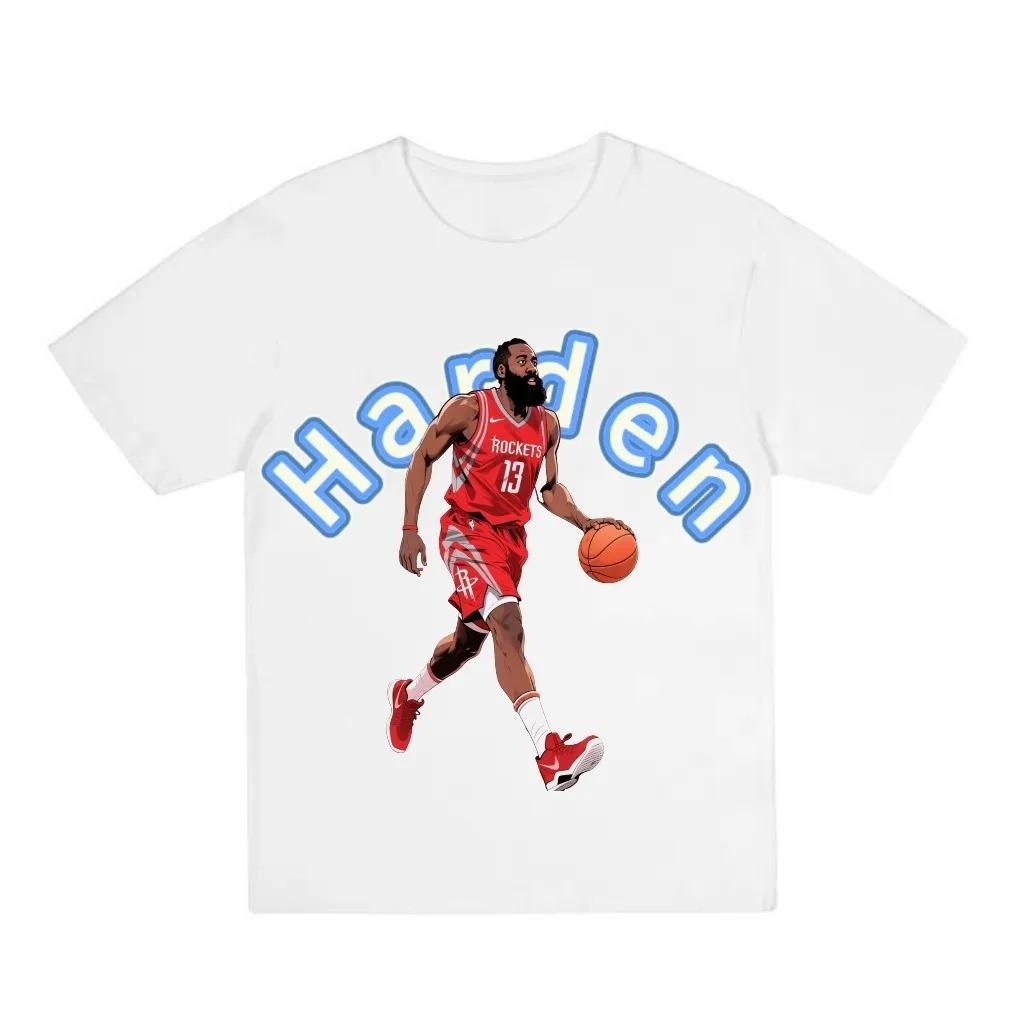 2026 American-style Cartoon Basketball Short-sleeved Comic-style Sports Star T-shirt Featuring Kobe Bryant, James Harden