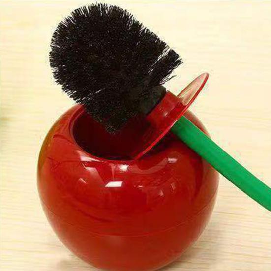 Yousheng Cherry Shape Toilet Brush with Holder Bowl Long Handle Design Comfortable Grip Household Bathroom Cleaning Tool Cleaner