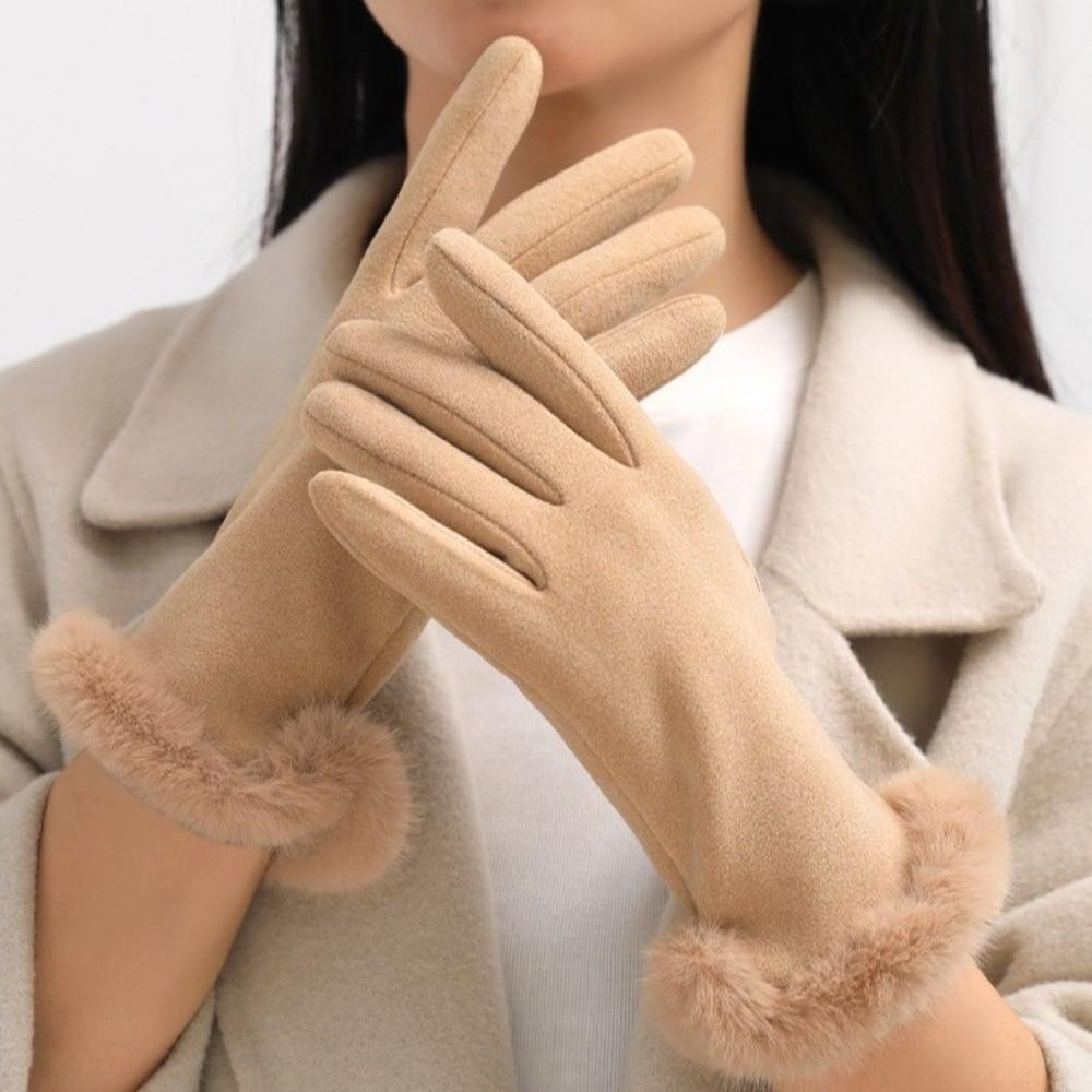 Einfarbige Fäustlinge mit vollen Fingern Winddichte Damen Winterhandschuhe Mode Fahrradfäustlinge Mädchen