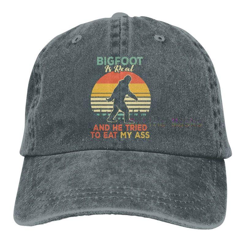 Bigfoot ist echt und er hat versucht, meinen Arsch zu fressen Baseballkappe Unisex Vintage Trucker-Hut Verstellbare Cowboyhüte für Herren Damen