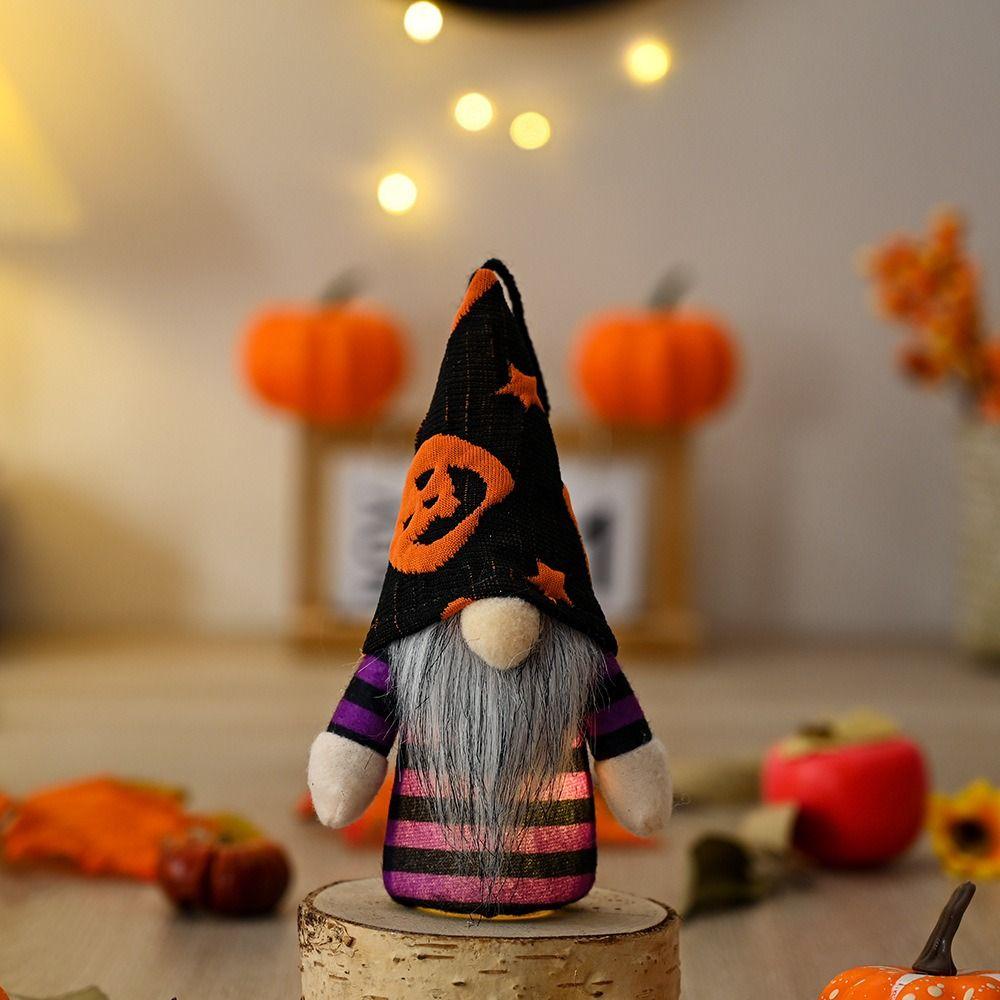 2pcs With Light Halloween Decoration Pendant Creative Cute Dwarf Small Pendant Hanging Artificial Faceless Doll Car