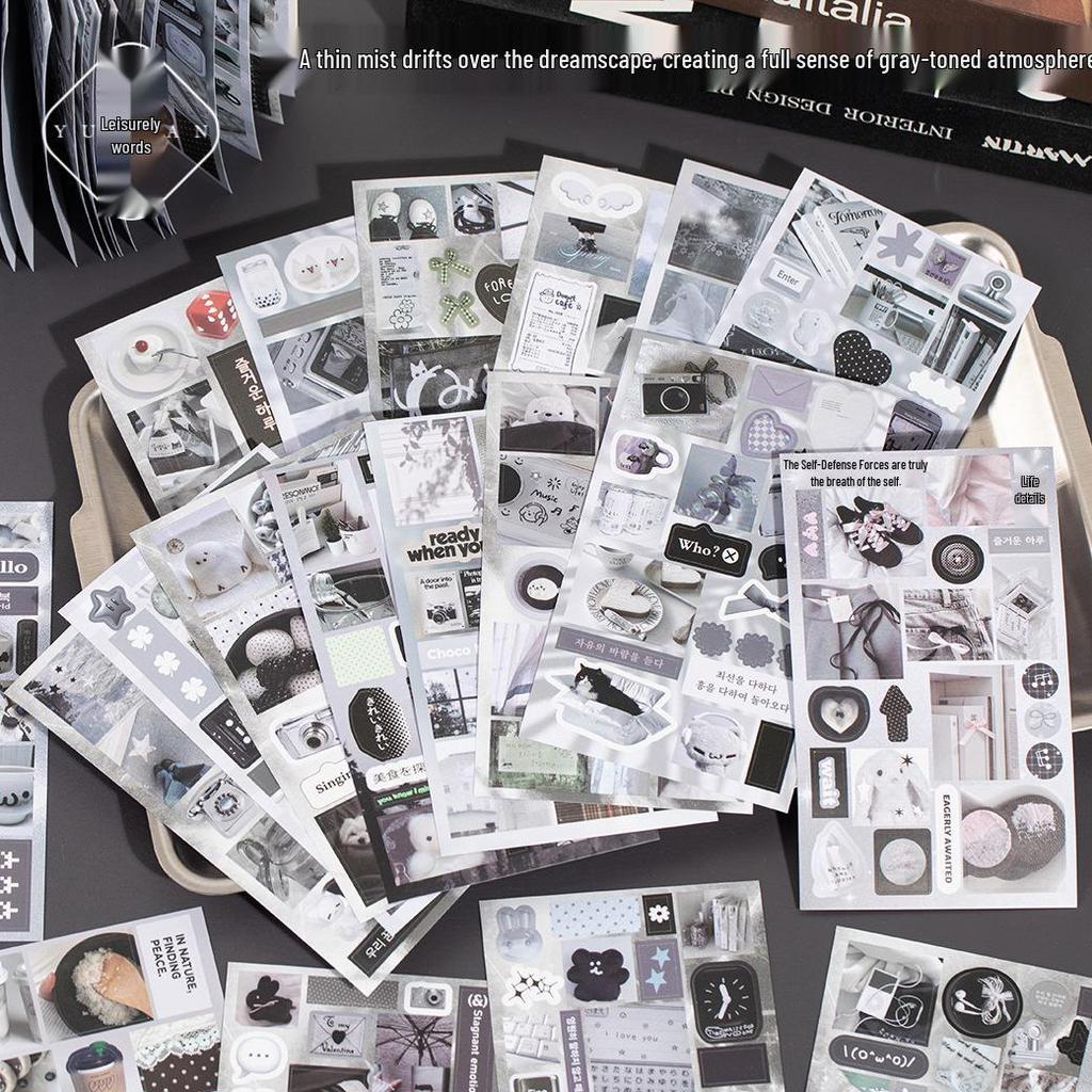 Mist Color Dream Series: 20-Sheet Light Retro Collage Sticker Book