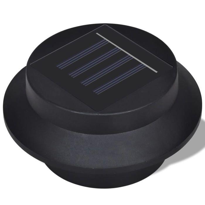 Solar Lamp 3 LED for Fence / Gutter / Garden Black 6 Pcs 41180