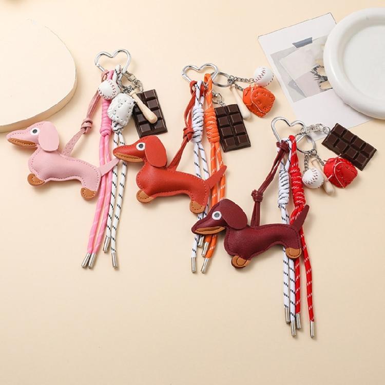 Multipurpose Sausage Dog Key Pendant Sturdy PU Materials Construction with Attention to Detail Daily Casual Wear