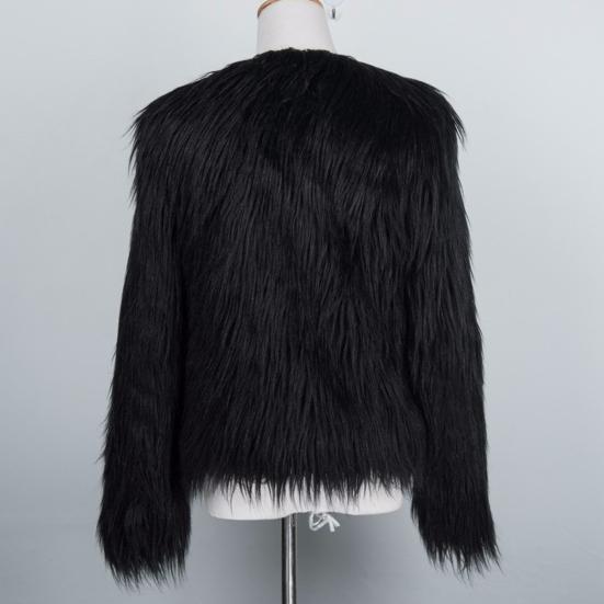Women's Faux Fur Jacket Warm Plush Round Neck Coat Autumn Winter Long Sleeve Solid Color Furry Coat for Casual Street Wear Shopping