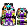 Poppyplaytime Mochila Escolar para Estudante Conjunto de Três Peças Mochila Bolsa Estojo