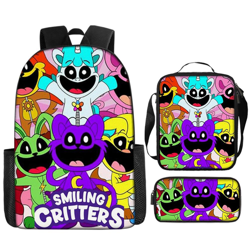 Poppyplaytime Mochila Escolar para Estudante Conjunto de Três Peças Mochila Bolsa Estojo