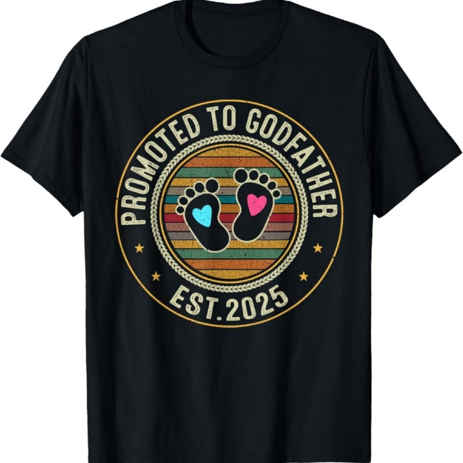 Promoted to Godfather Est 2025 Fathers Day New Godfather T-Shirt2 XXXXXL разноцветный