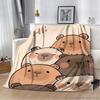 Cartoon Soft Capybara pattern printed Flannel Throw blanket, suitable for sofas, beds,offices, travel, Picnic,warm plush blanket