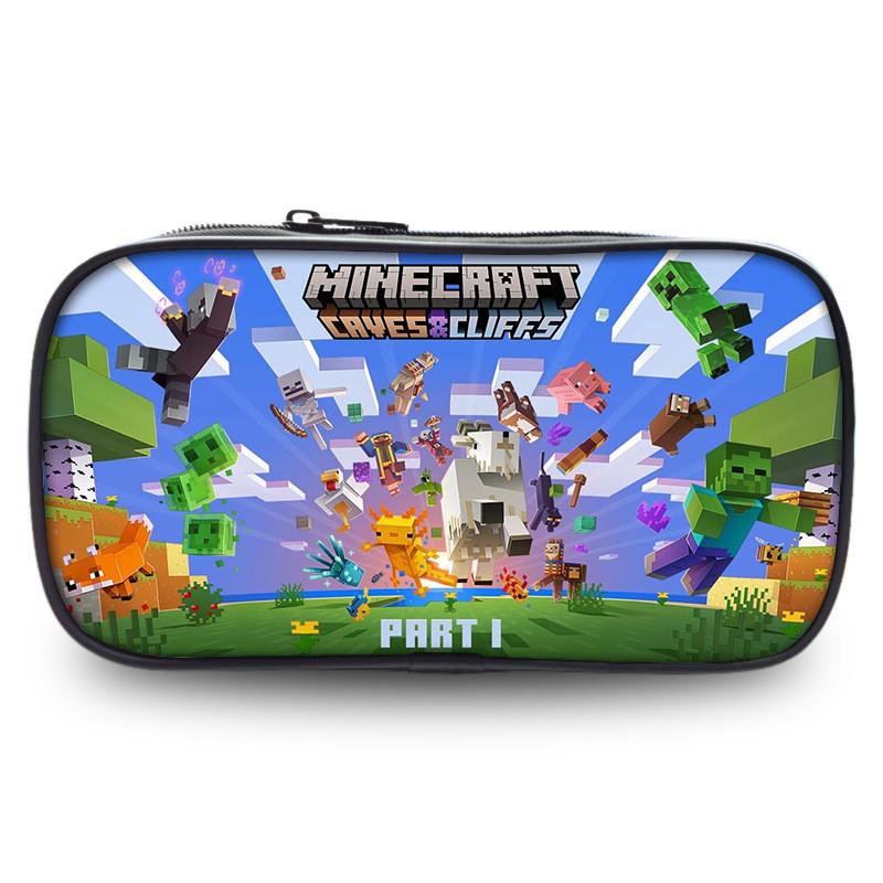 2023 New Large Capacity Kids Minecraft Pencil Case Polyester Cartoon Stationery Bag