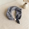 Scarf Print Silk Pearl Neck Scarf Lazy Chain Collarbone Magnetic Thin Pendant Buckle Handkerchief Ribbon Woman Luxury Accesories