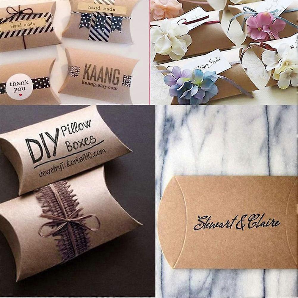 Gift Packaging Box Pillow Boxes for Packaging 200Pcs Kraft Paper