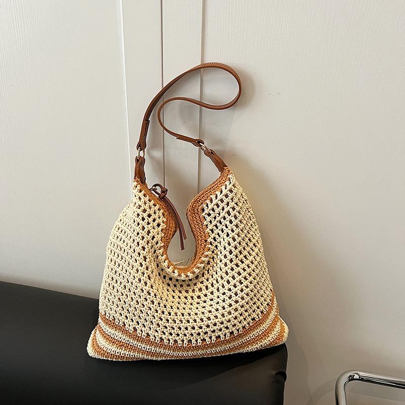 

Повседневная соломенная плетеная сумка для отпуска, женская весенняя новая сумка через плечо, сумка-мессенджер, полая плетеная сумка-тоут хаки