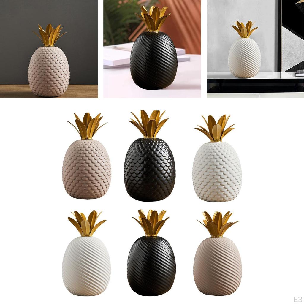 Ceramic Pineapple Shaped Ornament Nordic Gift Photography Prop for Bookshelf TV Cabinet Statue