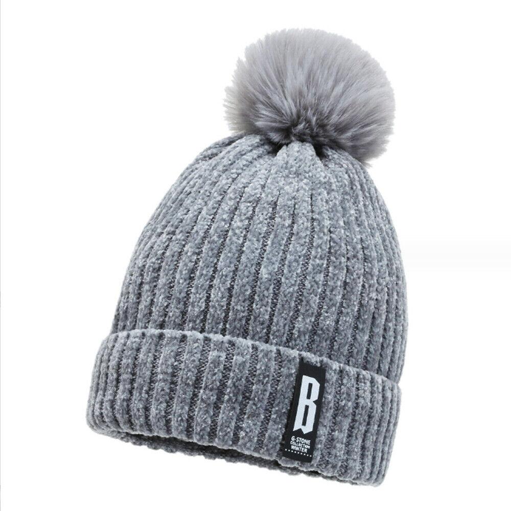 

Вязаная шапка с помпоном, женская детская шапка, теплая зимняя шерстяная шапка с помпоном серый