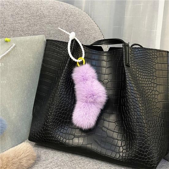 Car Key Accessory Plush Twist Knot Bag Charm, Fuzzy Keychain Pendant, Backpacks Hanging Decoration for Backpacks, Handbags, Purse, Keys Small
