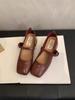 Retro square head light mouth thick heel single shoes female spring and autumn new French evening breeze fairy soft leather Mary Jane small leather sh