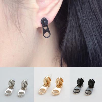 1 Pair Unisex Funny Zipper Shape Stud Earring Punk Piercing Earrings Party Ear Stud Jewelry AVE