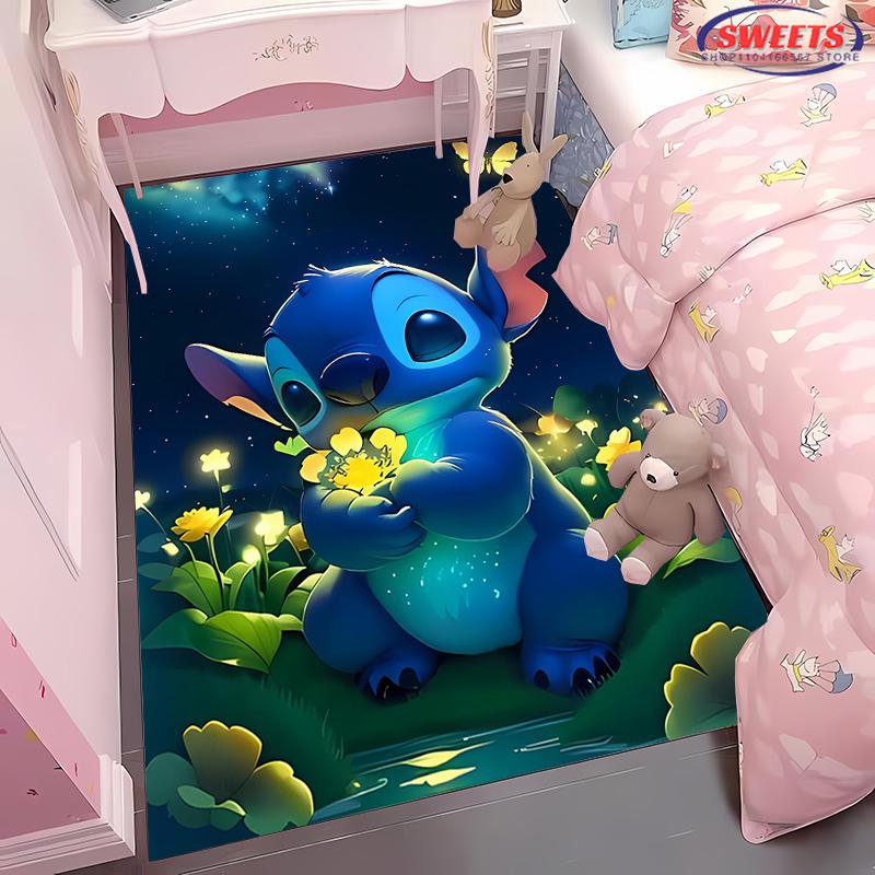 NO.5 Disney Lilo & Stitch Theme Carpet! Bedroom Living Room Bed Mat, Non-slip Exquisite Home Decor, Durable Machine Washable Rug
