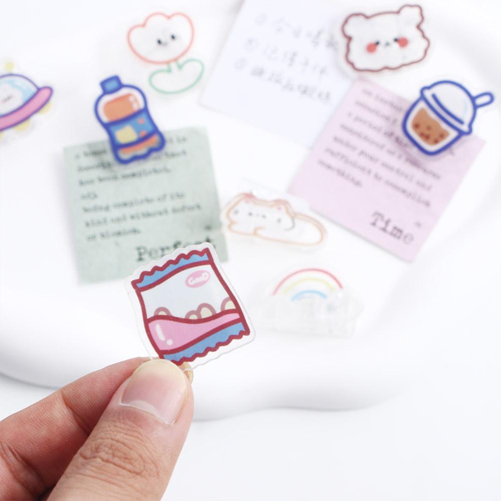 Cartoon School Stationery Index Clamp Paper Clip Binder Clips Transparent Clip Snacks Sealing Clip