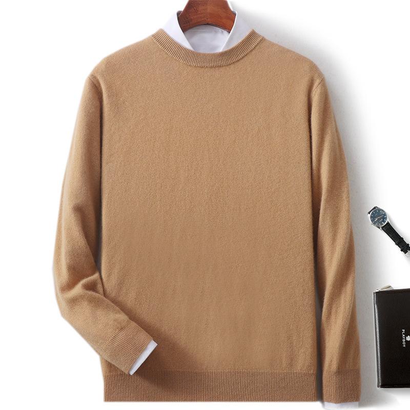 New Semi-turtleneck Cashmere Sweater Men's Thickened Sweater Solid Color Long-sleeved Wool Knitting