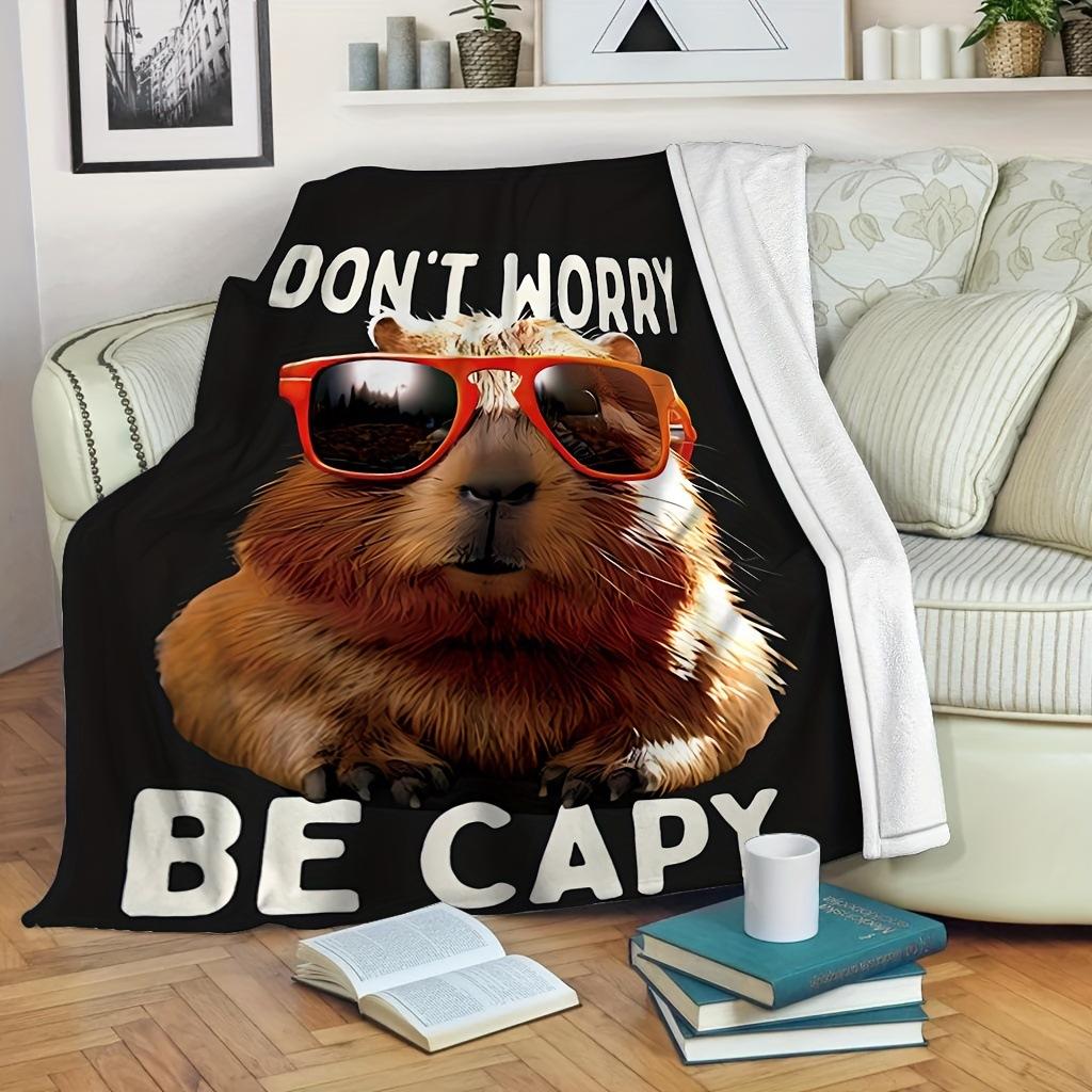 Capybara Cartoon Animal Blanket Kapibara Flannel Blanket Suitable for Office Travel Blanket