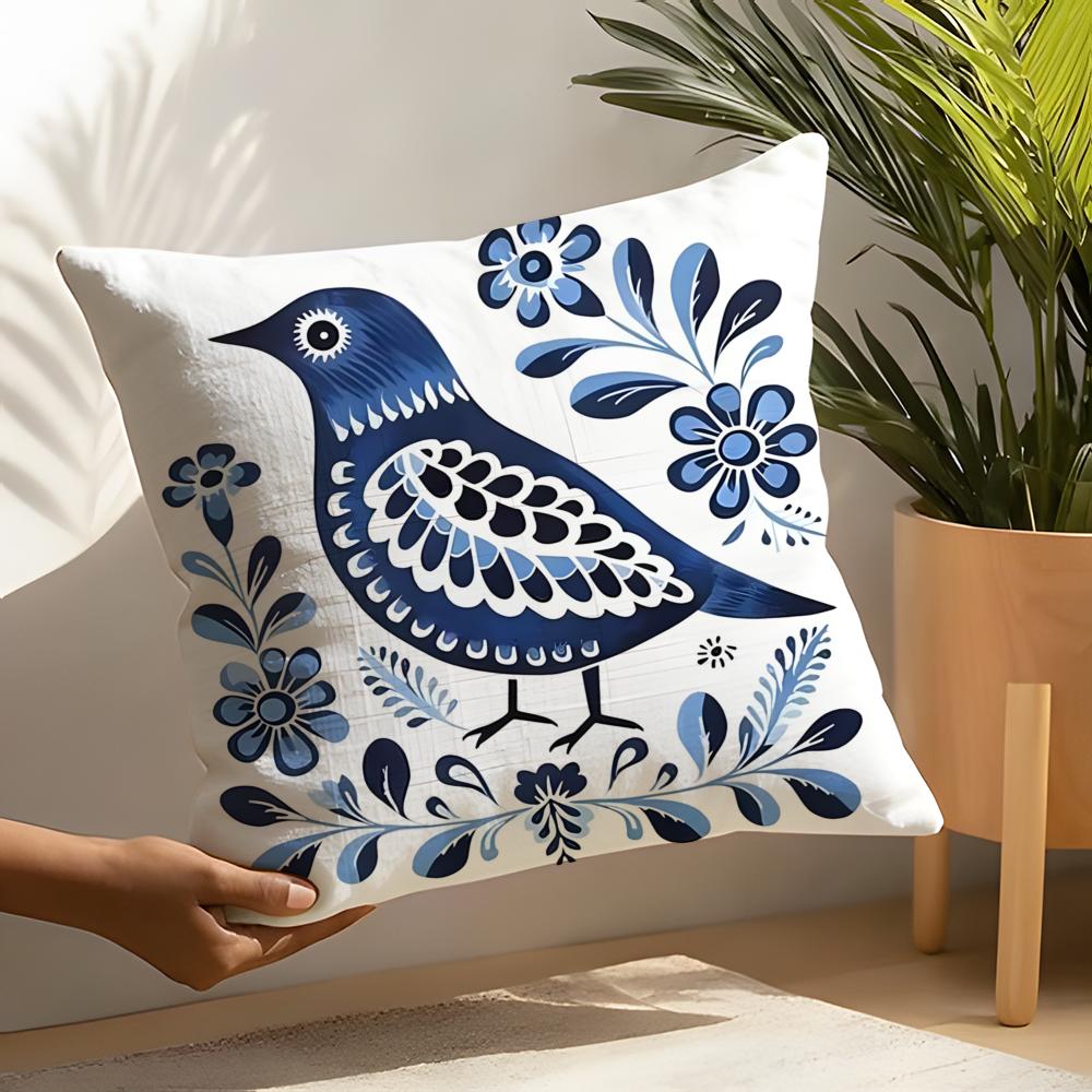 Blue Bird Home Decor Print Pillow Case Home Living Room Decoration Linen Pillowcover Pillow Cases Cushion Cover