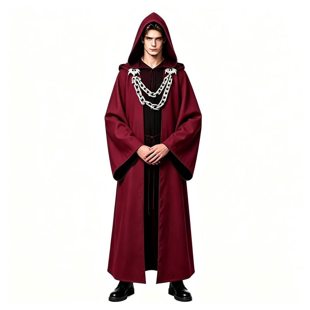 Halloween Dark Chain Hooded Men's Polyester Echo Cape Medieval Role-Playing Party Cosplay Cloak