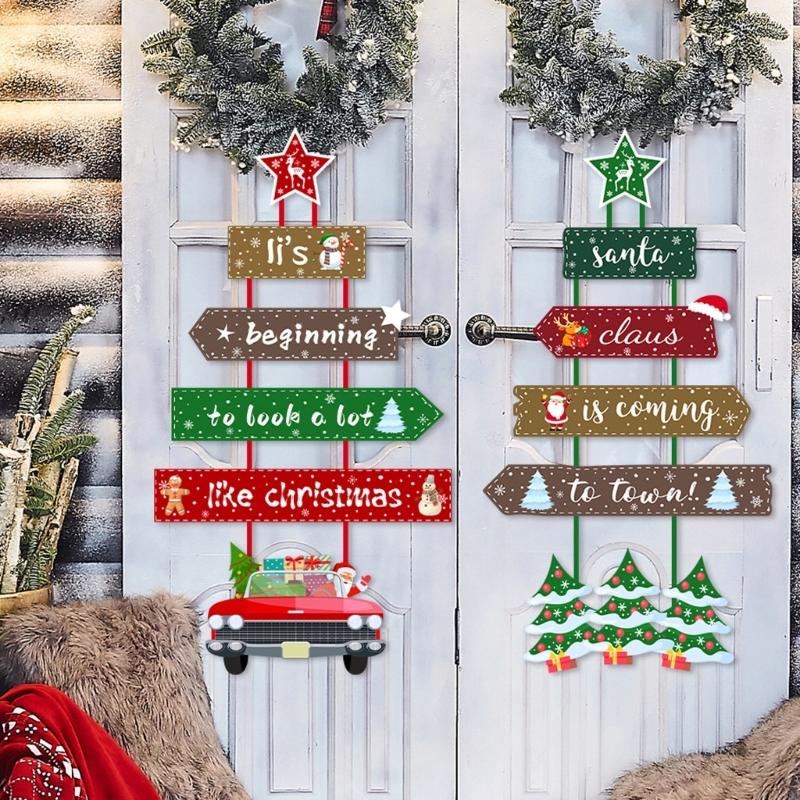 Reusable Holiday Door Hanger Santa Design Christmas Celebration Paper Decors