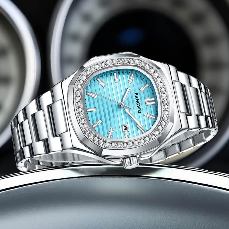 Man Watch Business Waterproof Luminous Date Men Wristwatch Stainless Steel Square Dial Quartz Men's Watches