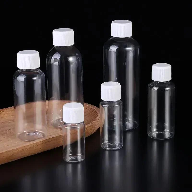 110Pcs Refillable Bottles 10Ml 20Ml 30Ml 50Ml 80Ml 100Ml Plastic Pet Clear Empty Seal Bottles Sample Containers With Screw Cap