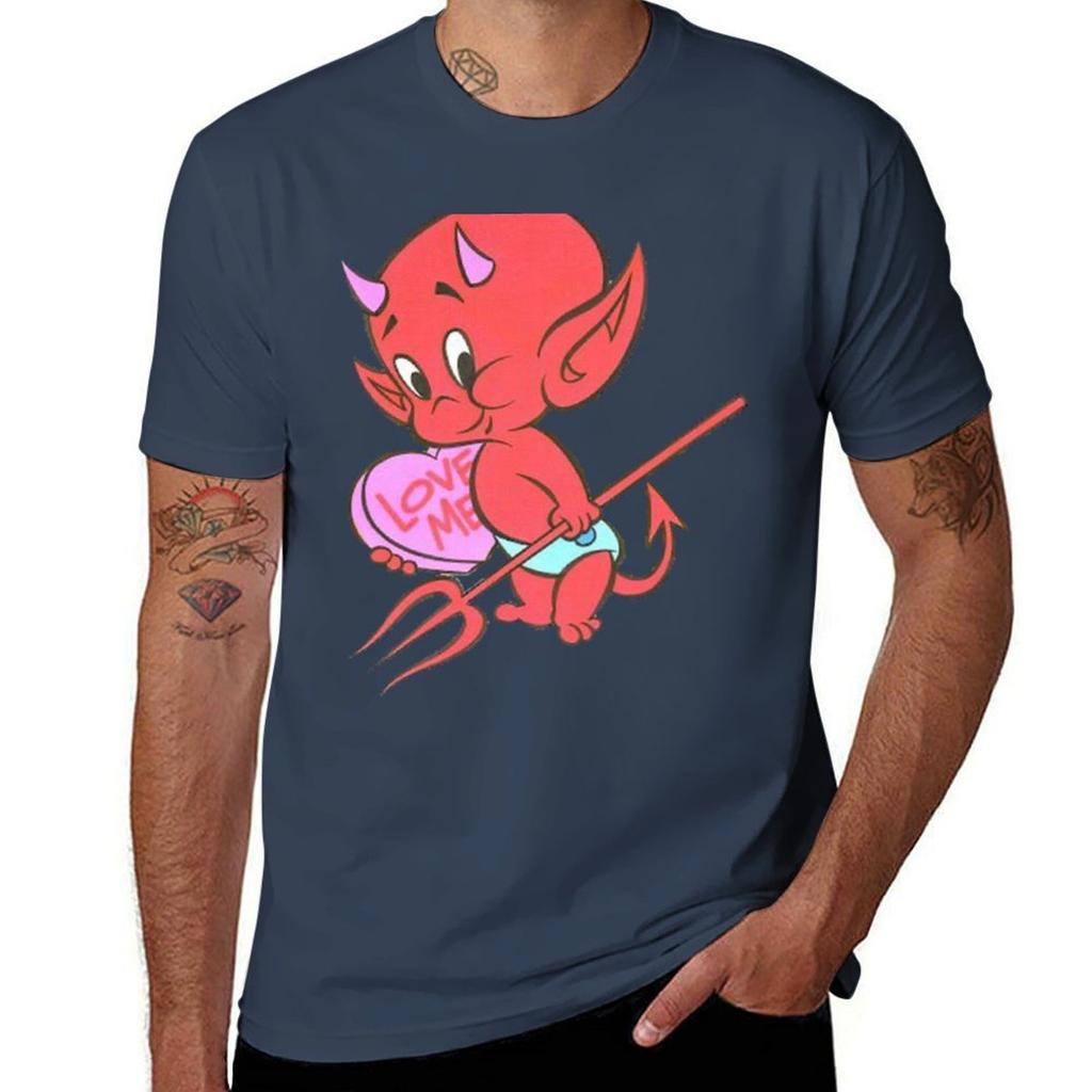 Hot Stuff Baby Devil Sticker Tshirt Casual Loose Fit Summer Tee Shirt