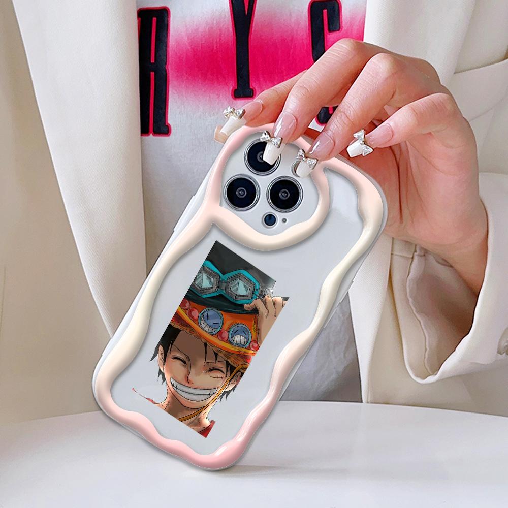 Kreslený vzor krémová textura pouzdro vlnitý okraj měkký silikonový kryt pouzdro na telefon pro iPhone Samsung Huawei Honor Xiaomi Redmi OPPO Realme Vivo Infinix
