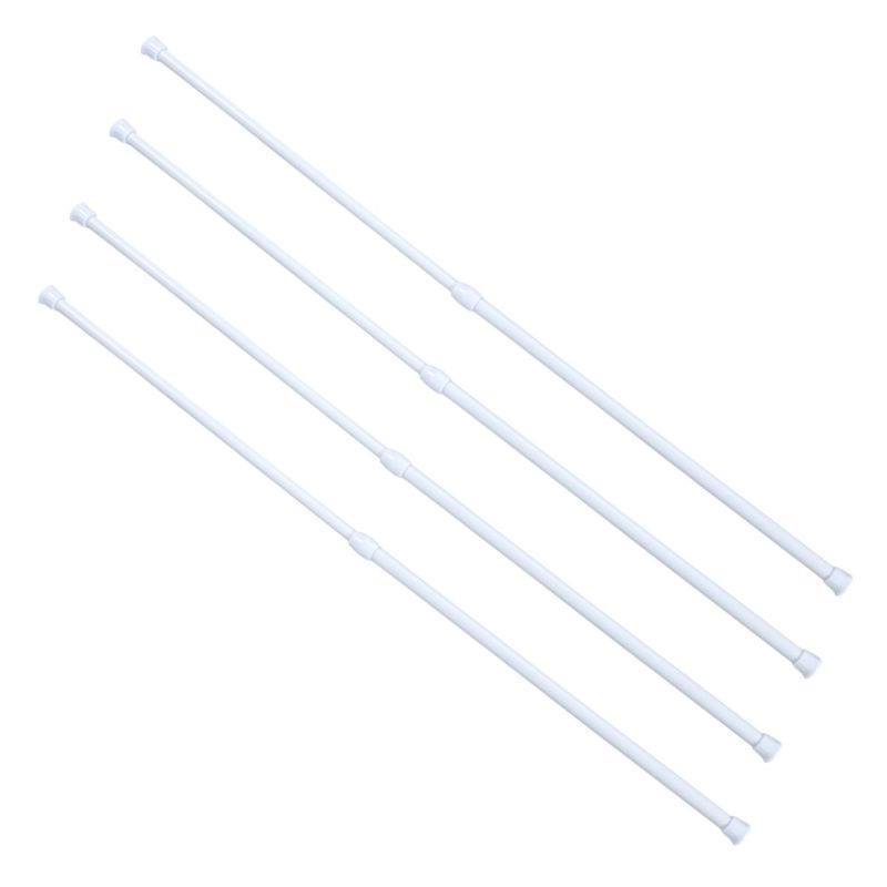 4Pcs Metal Shower Curtain Rod Adjustable Extendable Tension Rod Bathroom Shower Bar Corner Curtain Holder Easy Install No Damage