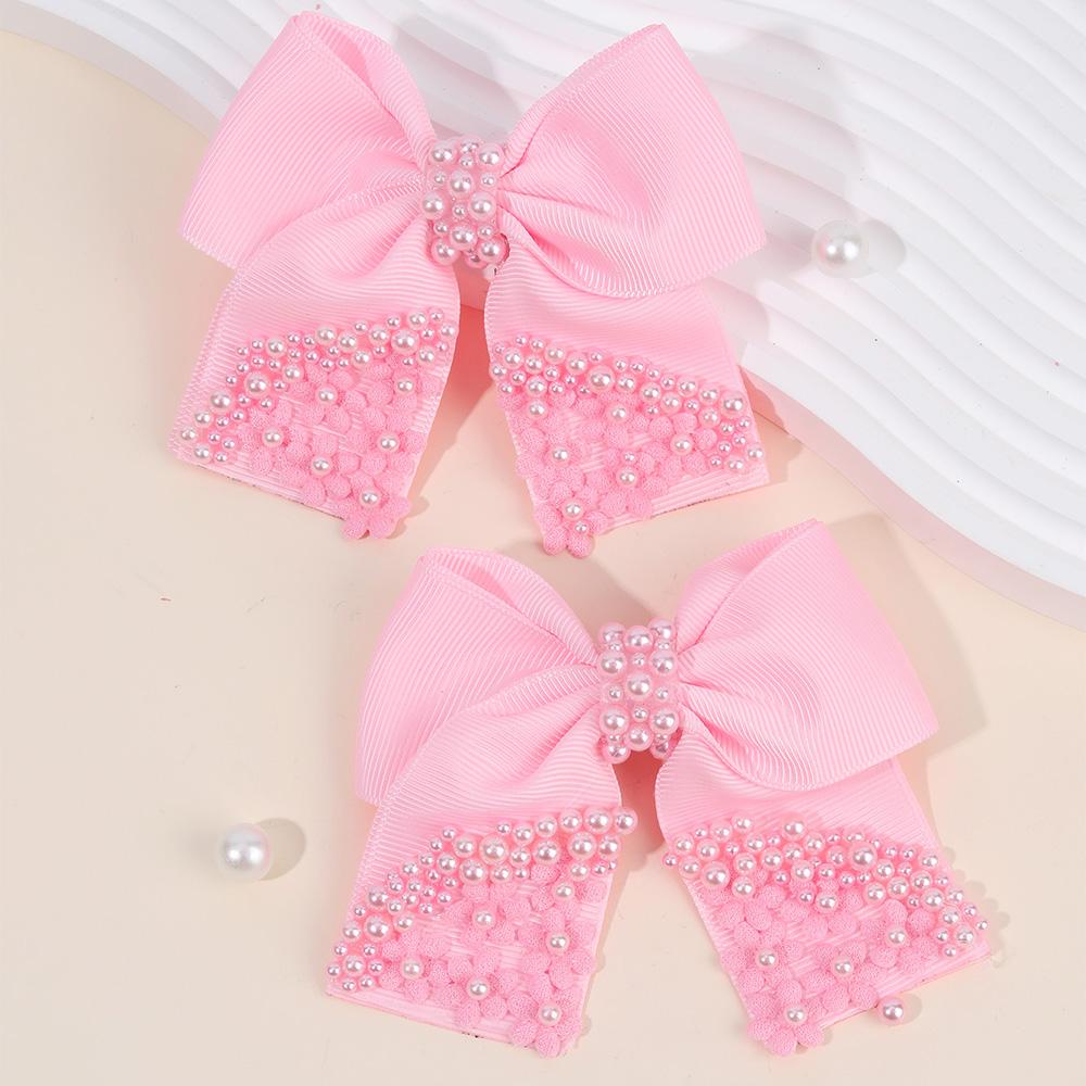 

2 шт. Новые заколки для волос с цветком и бантом, элегантные заколки для волос с лентами и жемчугом, цветочная заколка-автомат для девочек, детей, школьниц, аксессуары для головного убора