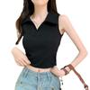 Pure desire style Spice girl polo collar vest women's summer design sense niche Hong Kong flavor inner with short sleeveless top shirt