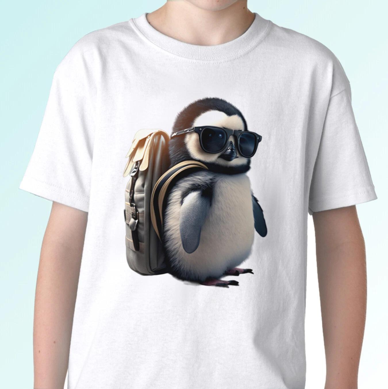 

Penguin white kids boys T-Shirt animal tee funny fantasy top s s kids baby sizes 110