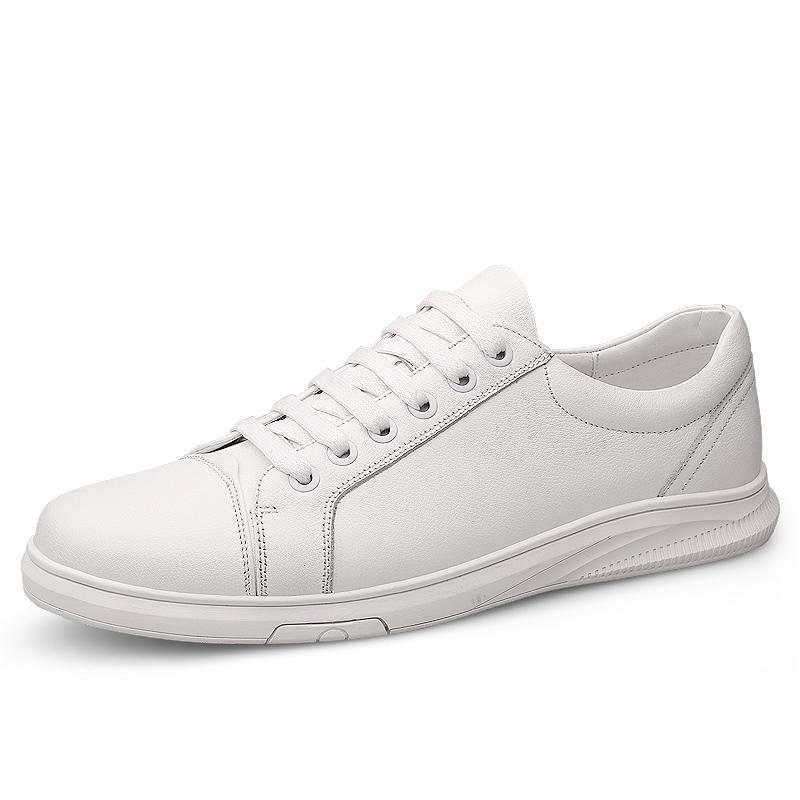 New High Quality White Fashion Men's Genuine Leather Sneakers Breathable Casual Flat Shoes Mens Luxury Shoes Designers Men Shoes
