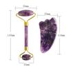 Natural Amethyst Jade Roller Gua Sha Set Gouache Scraper Board Face Lifting Anti-Wrinkle Beauty Skin Care Body Massage Tools
