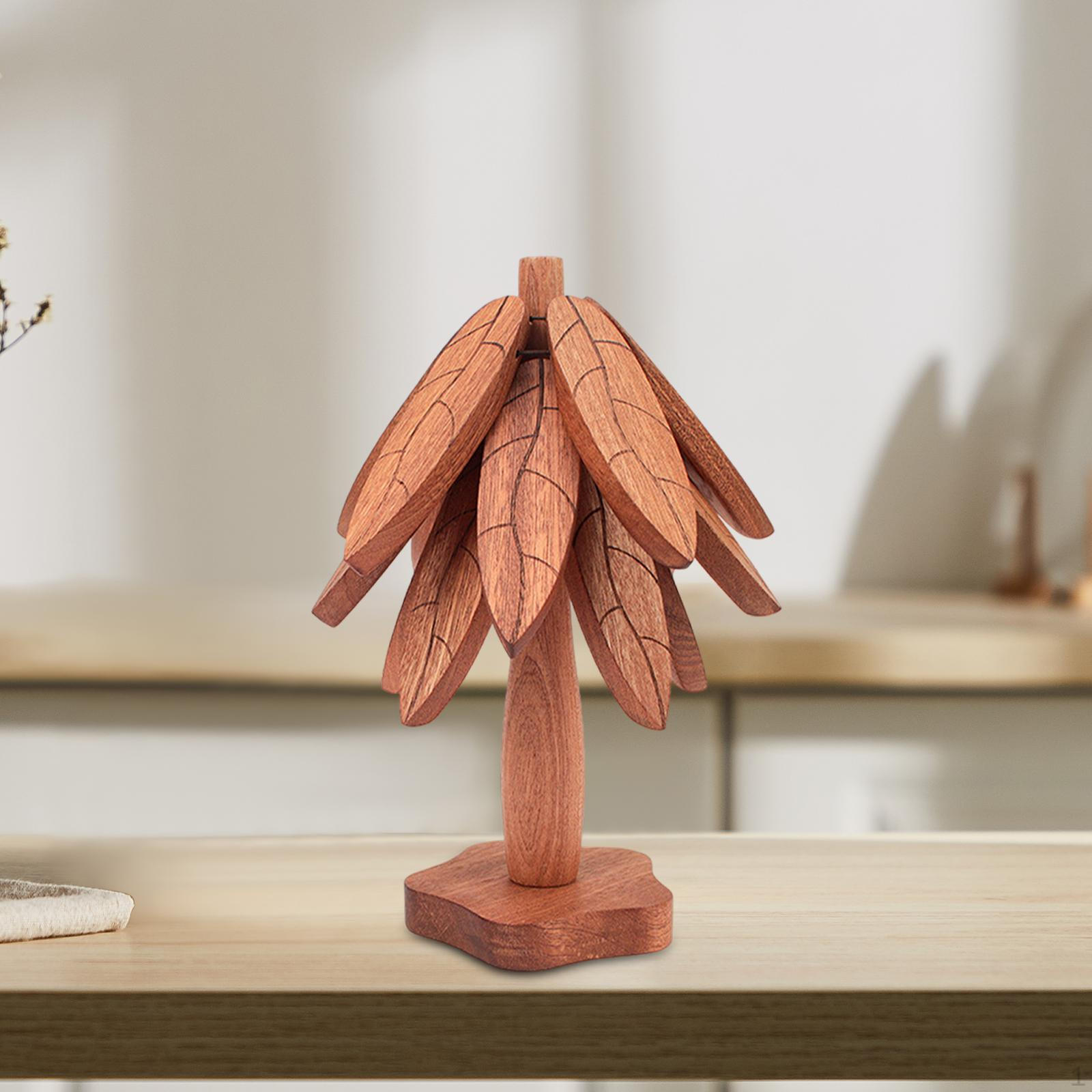 

Подставка для напитков Изоляционный коврик, нескользящий деревянный коврик для стола Tree Art, стол для посуды, утвари, горшка 3pcs